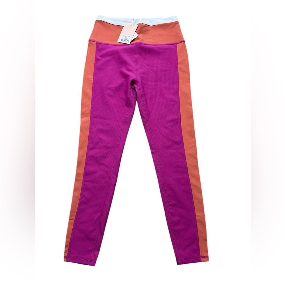 NWT  Willo Purple & Orange Colorblock Ribbed Leggings